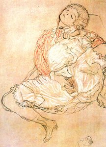 オナニーnポルトガル語：太ももを開いたまま座っている女性ドイツ語：Frau bei der Selbstbefriedigungn 作： Gustav Klimt